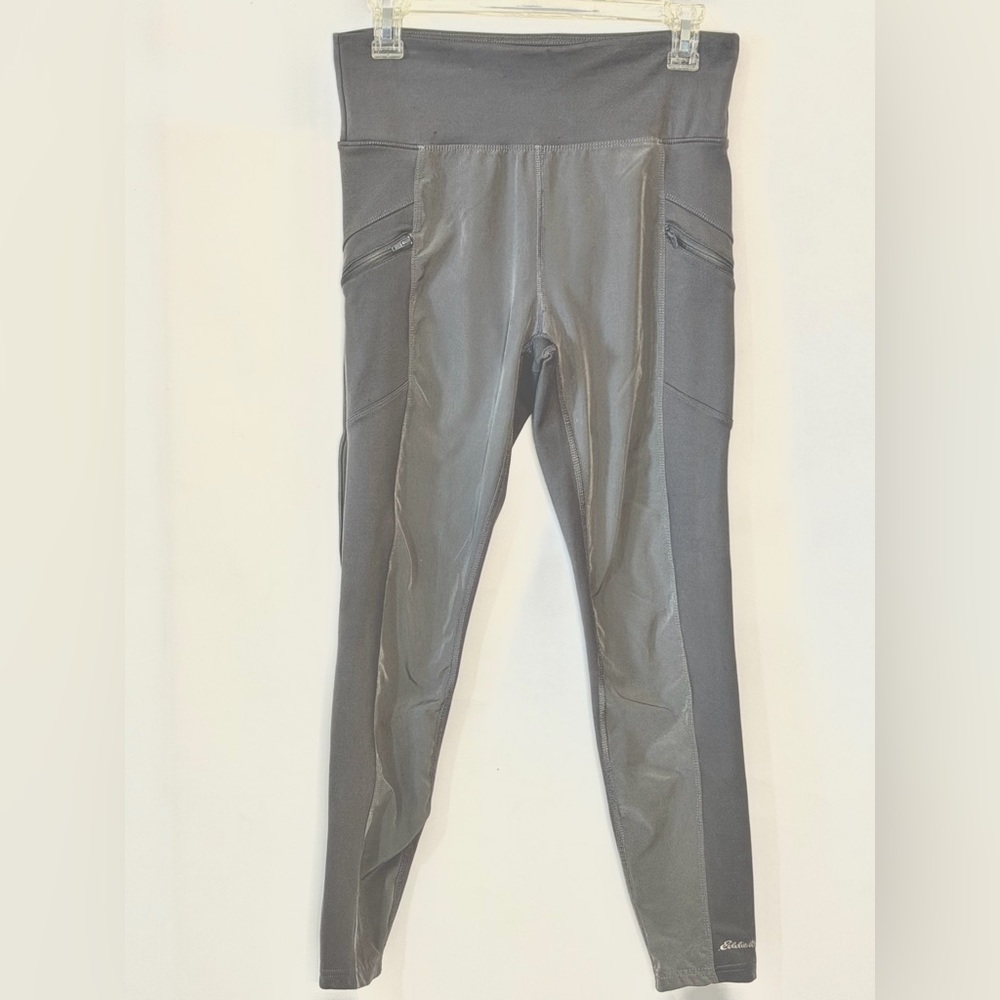 Eddie Bauer Gray High-Waist Athletic Leggings Zippered Pockets